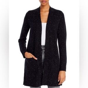 Theory | Cashmere Donegal belted cardigan | Black/White | Size S